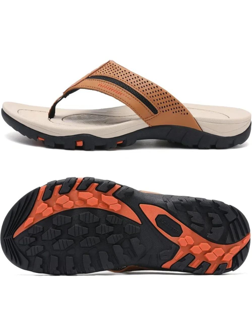 Men's Khaki Flip-flops Thongs Sandals Durable Comfort Slippers For Casual